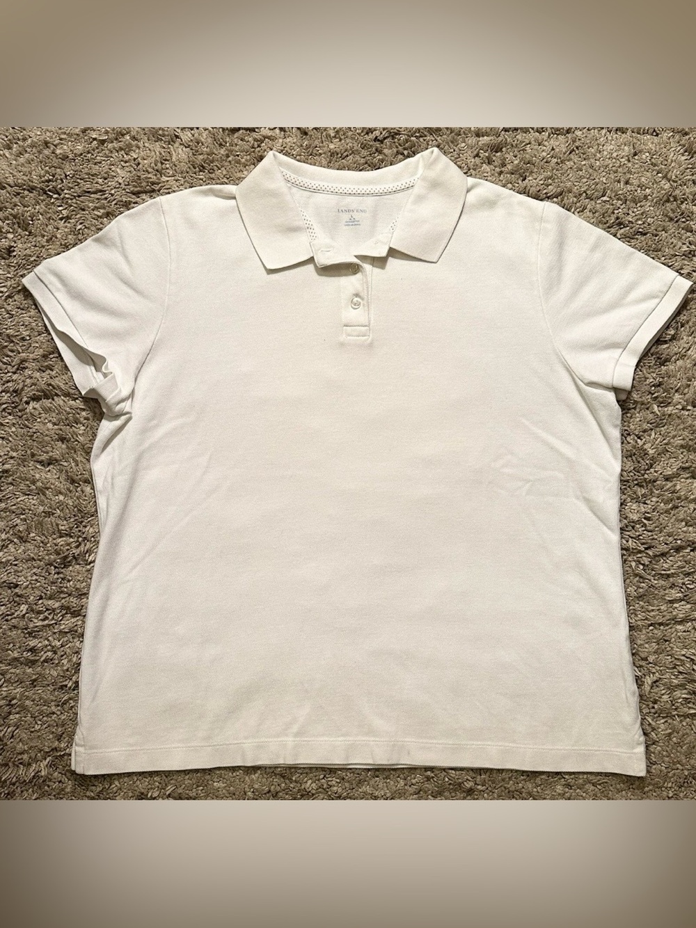 Lands’ End Boys Polo Shirt White Size L (14-16)